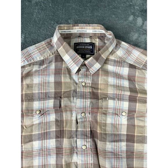 Men's Rough Stock Panhandle Slim Plaid Button Down Shirt Size XL - Excellent - Picture 7 of 11